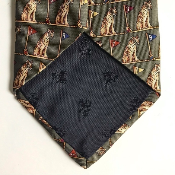 Vintage Golf Tiger Tie BROOKS BROTHERS MAKER 100% Silk Tie - Picture 6 of 9